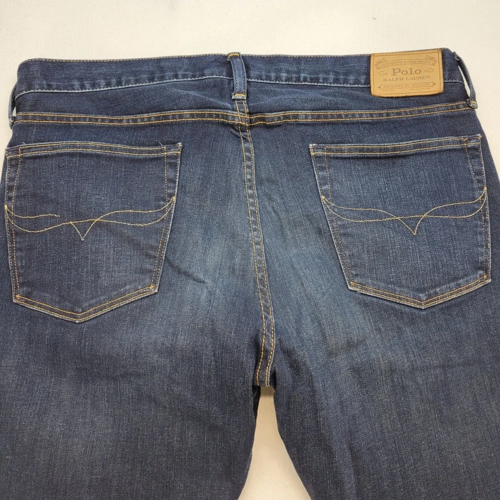 Polo Ralph Lauren Jeans Mens 36x30 Blue Varick Slim Straight Dark Wash Denim